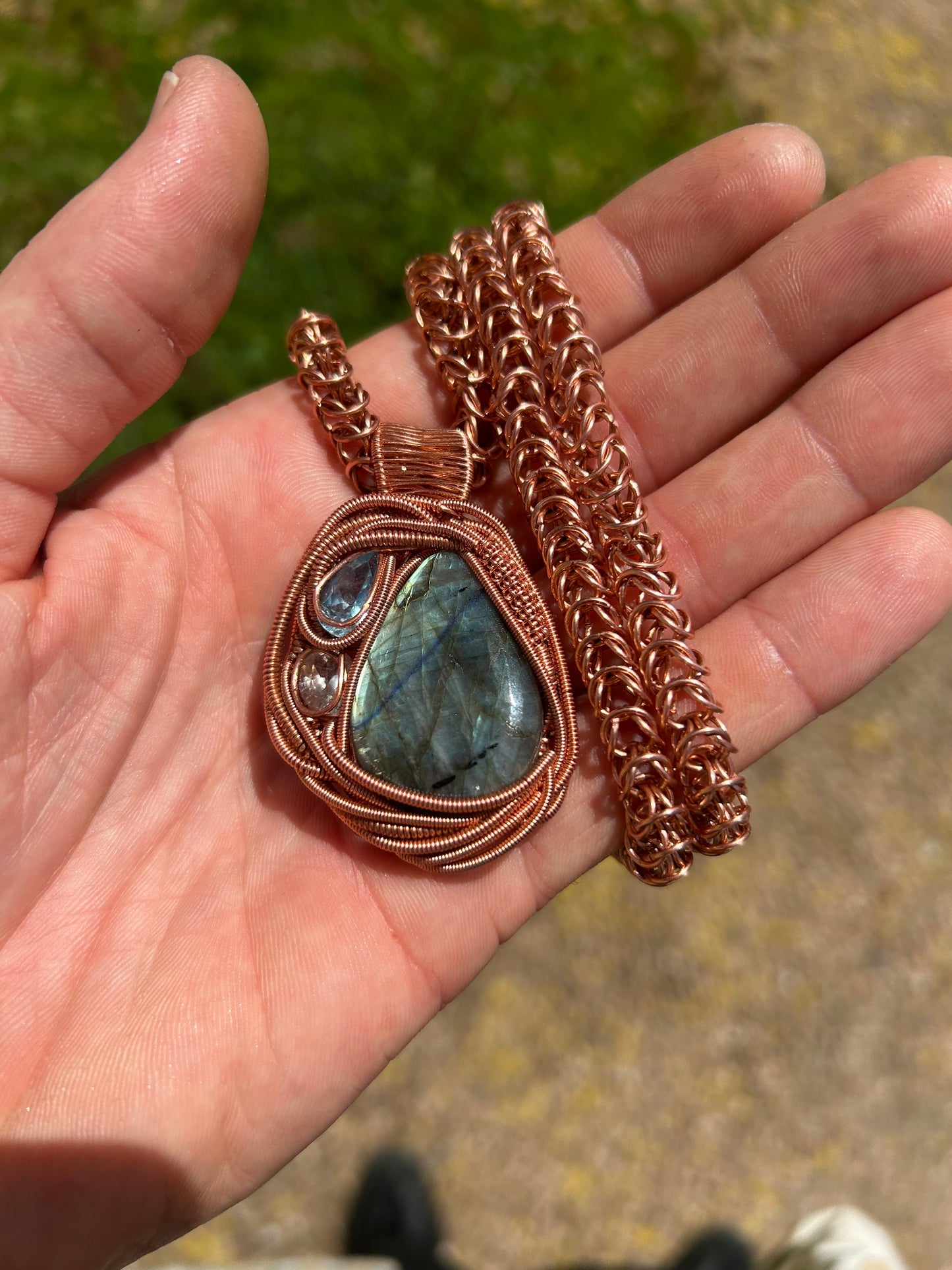 Copper Pendant and Byzantine Chain